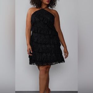 NY & CO halter neck, an all-over lace design dress